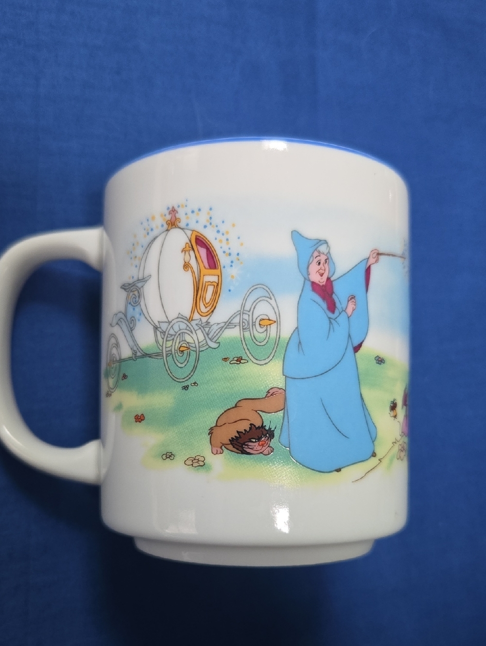 Vintage Cinderella Fairy Godmother Ceramic Mug - Blue and White